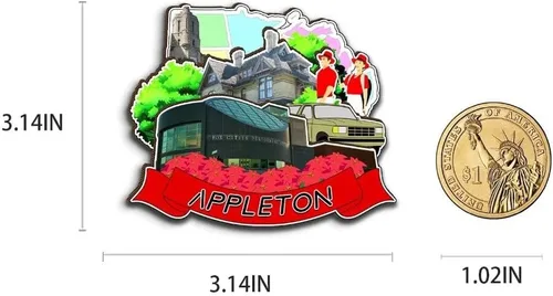 Vista 3 de Appleton - Imán de madera para nevera, diseño de Wisconsin USA en 3D, recuerdos coleccionables, decoración hecha a mano