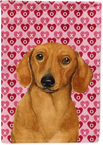 Vista 353 de Caroline's Treasures SS4484GF Bandera de jardín con diseño de bulldog inglés y corazones para el Día de San Valentín, bandera decorativa para patio