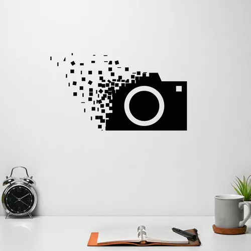 Vista 2 de calcomanía de pared de vinilo fotógrafo de cámara retro cubos pegatinas de Decor (Grandes 1354ig)