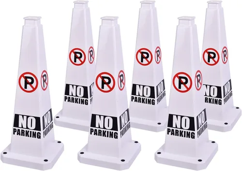 Vista 11 de Conos de precaución de 26.5 pulgadas, letreros de seguridad visibles de 4 lados con base de goma pesada, advertencia para prevención de resbalones