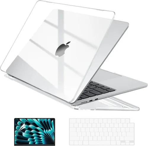 Vista 19 de EooCoo - Funda para MacBook Air de 15 pulgadas M5 M4 M3 M2 2026-2023, color negro cristal Easy to Install, Sturdy, Plastic Hard Shell Case &