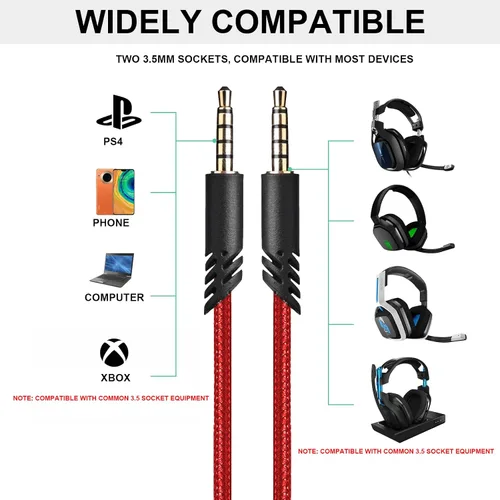 Vista 3 de Cable de audio de repuesto A10 con control de volumen compatible con auriculares Astro A40/A40TR/A10, cable trenzado de nailon de 6.5 pies
