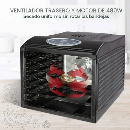 Vista 5 de Deshidratador eléctrico de alimentos de mesada, cecina de vaca, Negro