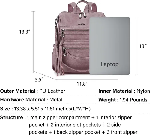Vista 70 de Bolsos mochila monedero de piel sintética para mujer, bolsas con zíper, mochilas de hombro casuales
