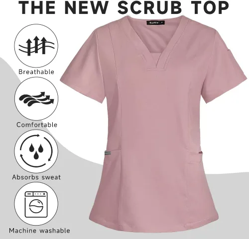 Vista 2 de niaahinn Camiseta quirúrgica clásica con cuello en V para mujeres y hombres, para uso médico debajo de la exfoliación, para hombres y mujeres