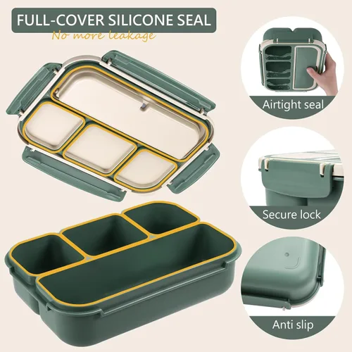 Vista 4 de Lonchera Bento para adultos para hombres y mujeres, lonchera Bento para niños y niñas, para la escuela, recipientes para adultos con 4