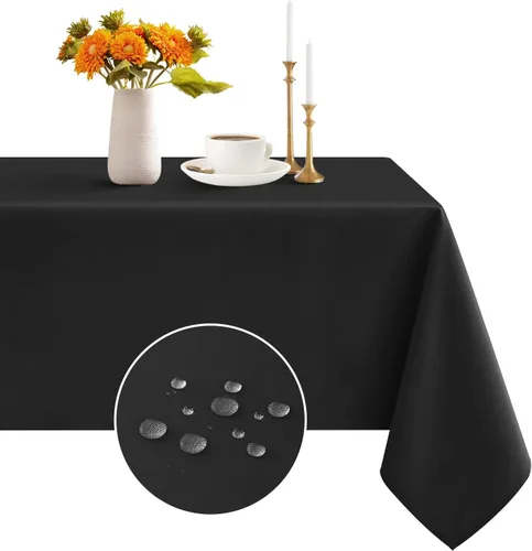 Vista 28 de Romanstile Mantel rectangular – Impermeable y resistente a las arrugas, mantel de poliéster lavable para cocina, comedor, fiesta, boda, uso en Beige