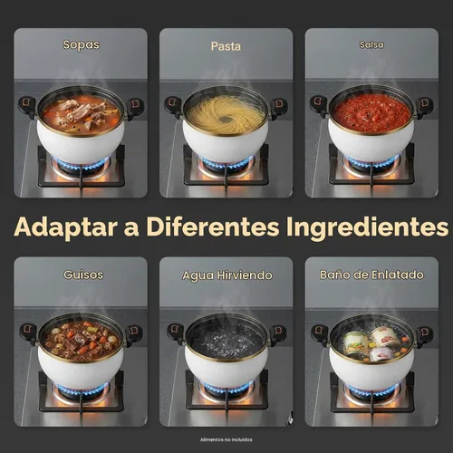 Vista 9 de Olla a presión micro de 8 L/8.45 cuartos de galón, olla multifunción de micro presión con tapa transparente, olla de barro de pie con asas Blanco