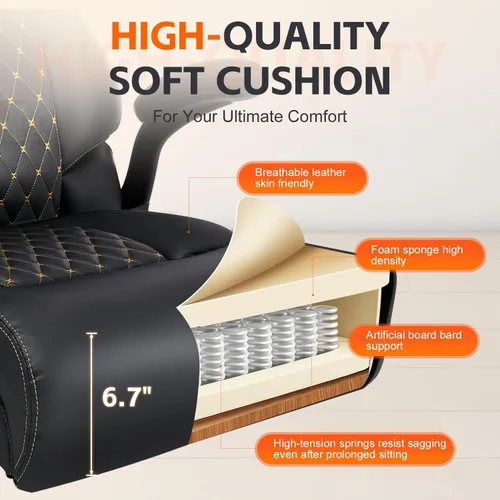 Vista 4 de BOSMILLER Silla de oficina grande y alta, sillas ejecutivas de alta resistencia con soporte lumbar ajustable para dolor de espalda, silla
