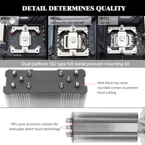 Vista 4 de Thermalright Assassin King 120 SE - Enfriador de aire para CPU, 5 tubos de calor, ventilador TL-C12C PWM, para AMD AM4/Intel