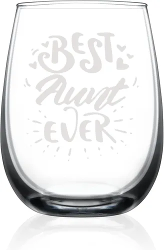 Vista 7 de Regalos para tía de sobrina sobrino – Best Aunt Ever Christmas, cumpleaños, Día de la Madre regalos para tía, tía nueva, copa de vino de 15 onzas
