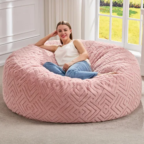 Vista 32 de Hobestluk Sillas Puf para Adultos, Silla Puf con Relleno, Sillas Puf Grandes con Funda Esponjosa en Relieve, Sillas Puf Gigantes para Adultos