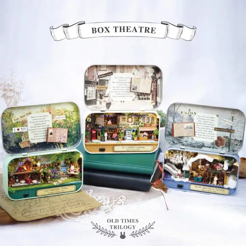 Vista 6 de Spilay - Kit de muebles de madera para casa de muñecas en miniatura, hecho a mano, modelo de mini caja de hierro tipo teatro, escala 1:24, juguetes