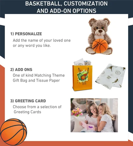 Vista 2 de DolliBu Oso marrón sentado con felpa de baloncesto, oso suave para abrazar, adorable juguete de peluche para jugar, lindo regalo de vida silvestre