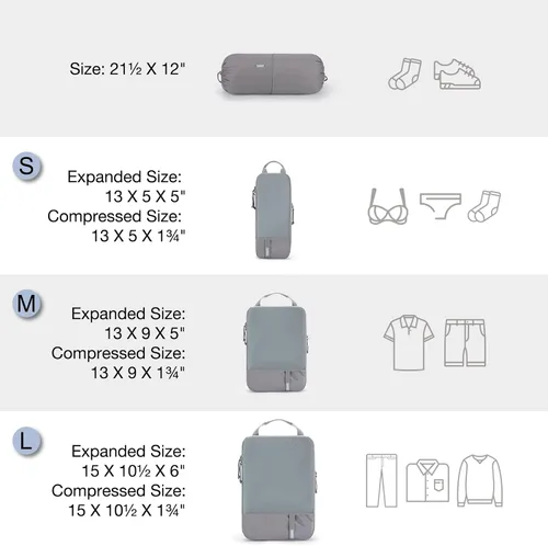 Vista 2 de BAGSMART - Juego de 6 cubos de compresión para maletas, juego de 6, 4 y 2, cubos organizadores de viaje, juego de bolsas expandibles, organizadores