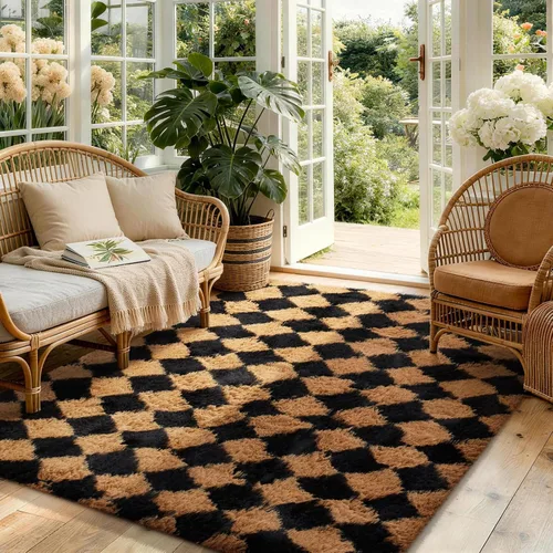 Vista 128 de Ophanie - Alfombras para sala de estar, antideslizante y suave, de felpa grandes y peludas para dormitorio, peludas para niños y niñas, decoración