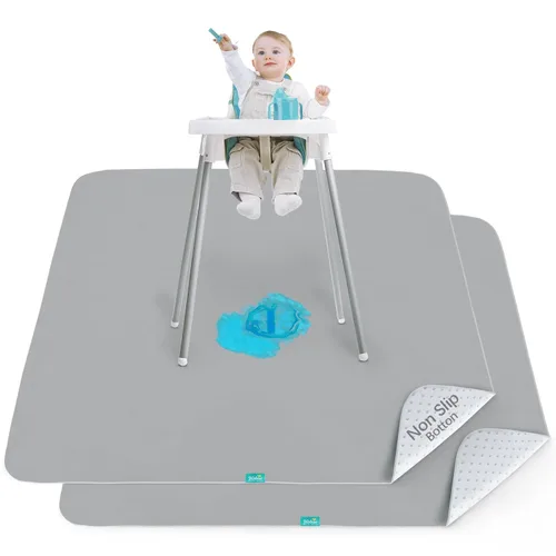 Vista 8 de Paquete de 2 alfombrillas antisalpicaduras para debajo de la silla alta, artes, manualidades y desorden alimentario, tapete antideslizante