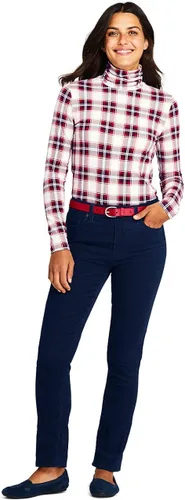 Vista 3 de Lands End - Suéter ajustado ligero de cuello alto y manga larga para mujer