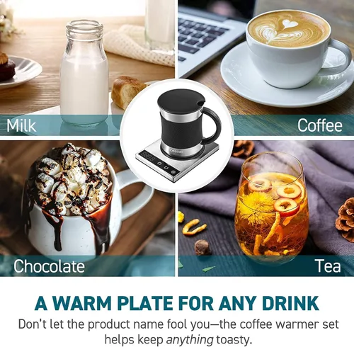 Vista 2 de COSORI Calentador de Taza de Café y Juego de Tazas para Escritorio, Calentador de Tazas, Regalos para Oficina y Navidad, Control de Temperatura