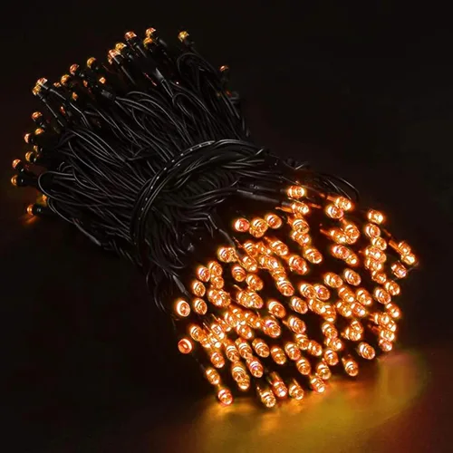 Vista 4 de TW SHINE Luces de Halloween, 200 LED 66 pies Luces de Halloween para Exteriores Enchufables con 8 Modos, Luz Impermeable para Exteriores Naranja