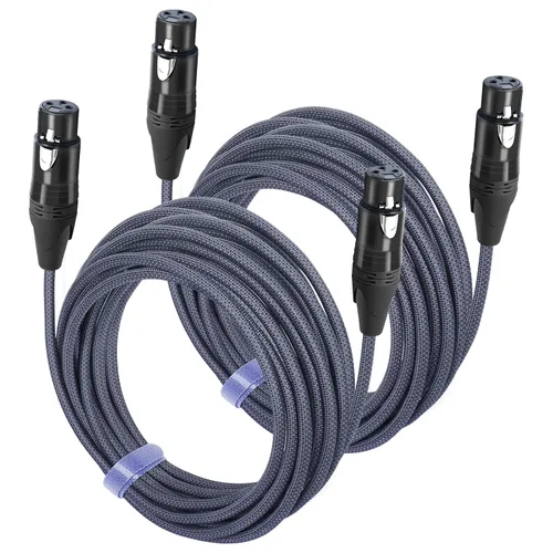 Vista 13 de Paquete de 2 cables de audio de equilibrio de 3 pines hembra a hembra, cables de conexión de micrófono de 3 pines, cables de conexión XLR hembra DMX
