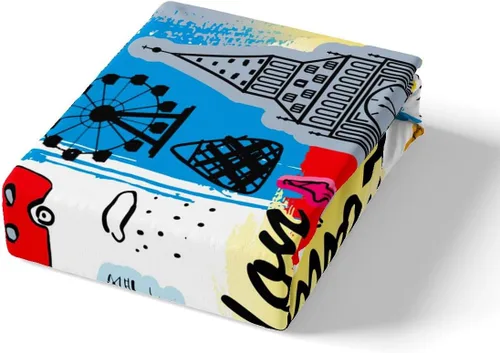 Vista 4 de Feelyou Juego de ropa de cama con temática londinense, funda de edredón para cabina telefónica retro roja para niños, paisaje histórico europeo