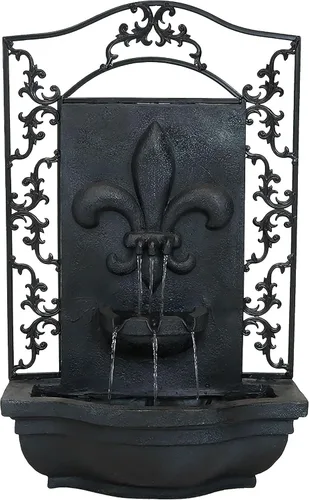 Vista 10 de Sunnydaze French Lily - Fuente de agua de pared Polystone de 33 pulgadas para exteriores, bomba sumergible eléctrica, acabado de piedra florentina