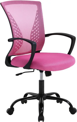 Vista 10 de PayLessHere Silla de oficina, silla de escritorio, silla de computadora, silla ergonómica, malla ejecutiva ajustable, respaldo medio con ruedas Negro