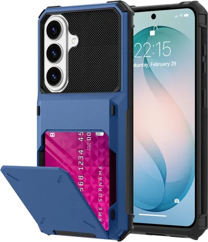 Vista 108 de Funda tipo cartera para Samsung Galaxy S22 con ranura para 2 tarjetas de crédito Funda a prueba de golpes Hybrid Heavy Duty Protection Armor Funda