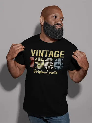 Vista 2 de Regalo de cumpleaños número 60 para hombre, piezas originales vintage 1965 retro cumpleaños camiseta de cumpleaños 001-60