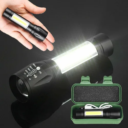 Vista 9 de CLEZGO - Linternas recargables de alto lumens LED, mini linterna recargable USB para el hogar, 3 modos de enfoque ajustable, linterna portátil