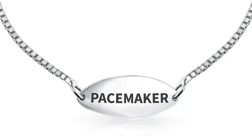 Vista 17 de Pulsera de identificación médica grabable con forma de corazón ovalada o doble en blanco, para adolescentes, para él o ella, hijo e hija, plata