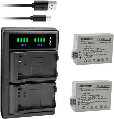 Vista 5 de Kastar Cargador de batería USB LTD2 para Canon LP-E5 LPE5, Canon LC-E5, LC-E5C, cargador LC-E5E, Canon EOS Rebel XSi, EOS Rebel XS, EOS Rebel T1i