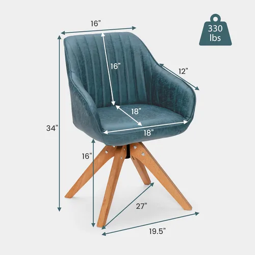 Vista 3 de GOFLAME Juego de 2 sillas de comedor giratorias, sillas auxiliares contemporáneas con respaldo curvo, reposabrazos, patas de lana sólida, sillas