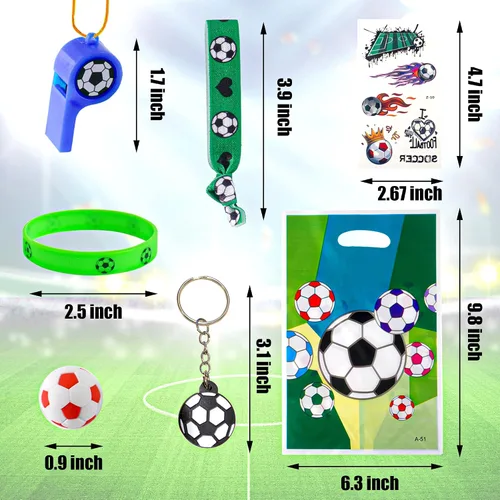 Vista 3 de Juego de suministros de fiesta de fútbol con 80 piezas temáticas de fútbol, decoraciones de fiesta de cumpleaños, calcomanías de juguete, borrador