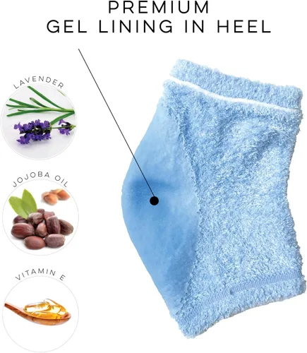 Vista 3 de Calcetines de gel hidratante de 5 dedos Perfectos para curar talones y pies agrietados secos Infundido con mezcla de aromaterapia de lavanda