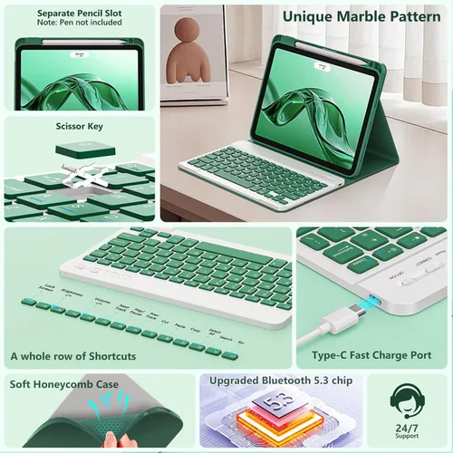 Vista 4 de FUWANG - Funda para iPad Air de 11 pulgadas y Air de 5ª y 4ª generación con Verde oscuro