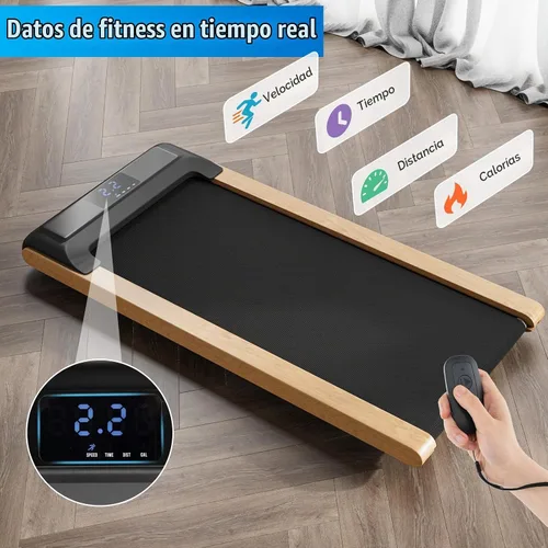 Vista 4 de GYMAX Almohadilla para caminar, caminadora de 2.25 HP para debajo del escritorio con control de aplicación inteligente, pantalla LED y cinturón