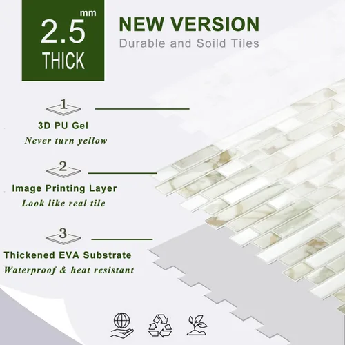Vista 6 de STICKGOO Azulejos Adhesivos de Diseño Más Grueso para Protector contra Salpicaduras, 12"×12" Azulejos Adhesivos para Protector de Cocina, Azulejos