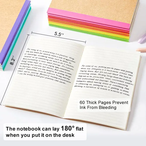Vista 2 de Paquete de 32 cuadernos de composición a granel, Feela cubierta de papel kraft rayado en blanco con reglas universitarias, diarios de viaje