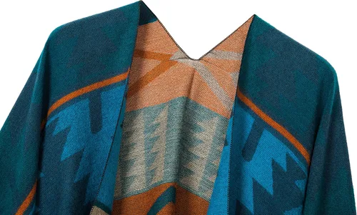 Vista 10 de Chales cálidos para mujer, cárdigan con frente abierto, estilo vintage, poncho