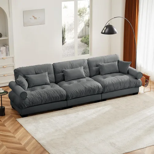 Vista 62 de Otomana beige para sofá modular modular, sofá individual, asiento otomano para sofá modular convertible, sofás de terciopelo para sala de estar