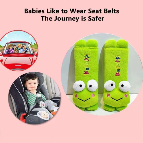 Vista 2 de Funda Kawaii para cinturón de seguridad de automóvil, lindo juego de 2 piezas de correa de asiento de anime, protector de cuello, decoración