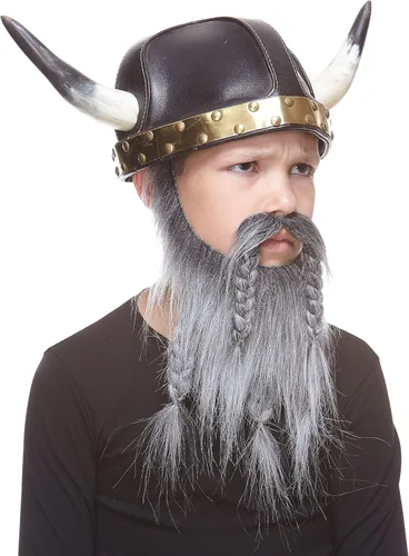 Vista 4 de Mustaches Barba falsa enana vikinga autoadhesiva para niños, novedad, pequeño pelo facial falso, accesorio de disfraz para niños, color sal