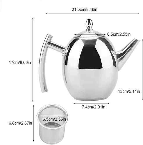 Vista 7 de Filtro de malla extraíble, tetera, tetera, tetera, tetera, acero inoxidable, gran capacidad para restaurante para el hogar (50.7 fl oz)