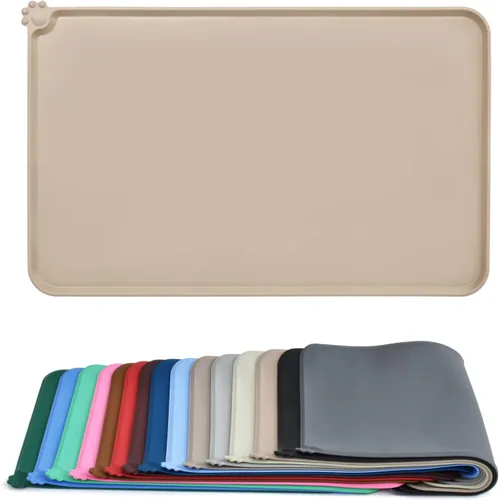 Vista 18 de AUDWUD - Tapete de silicona, impermeable y antideslizante para alimentos de perros y gatos, para tazón de mascotas Marrón Adobe