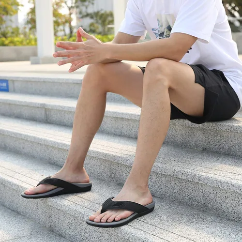 Vista 3 de MEGNYA Sandalias ortopédicas para hombre para fascitis plantar, sandalias atléticas con soporte para el arco, cómodas pantuflas para caminar