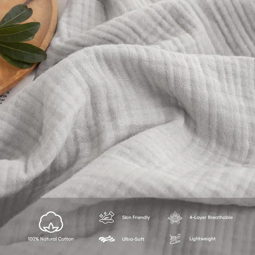 Vista 71 de FOSSA Manta de Muselina con Flecos - Gasa de Algodón 100% de 4 Capas Súper Suave y Transpirable - Manta Decorativa Ligera y Refrescante para Cama