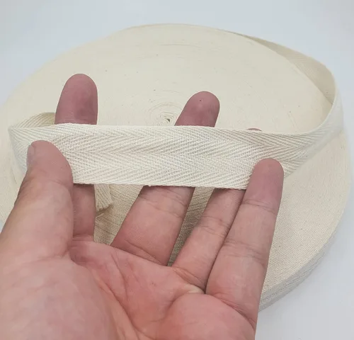 Vista 2 de Cinta de espiga de 50 yardas, cinta de algodón para coser (beige, 1 pulgada) Materiales respetuosos con el medio ambiente, suaves