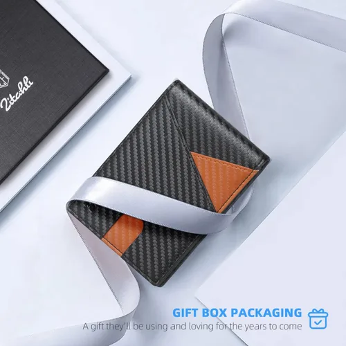 Vista 56 de Zitahli - Billeteras delgadas RFID para hombres, billetera de cuero flexible con clip de dinero, cartera minimalista con bolsillo frontal